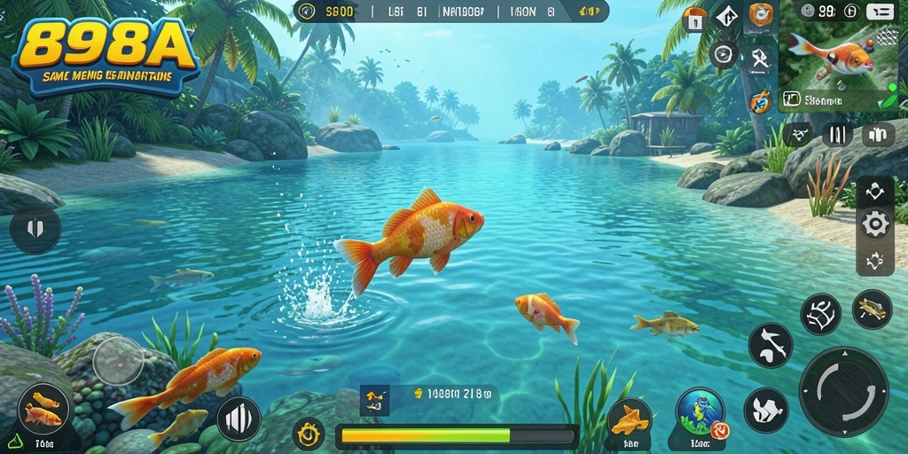 Screenshot utama 898A menampilkan aksi memancing yang seru dan mendebarkan.