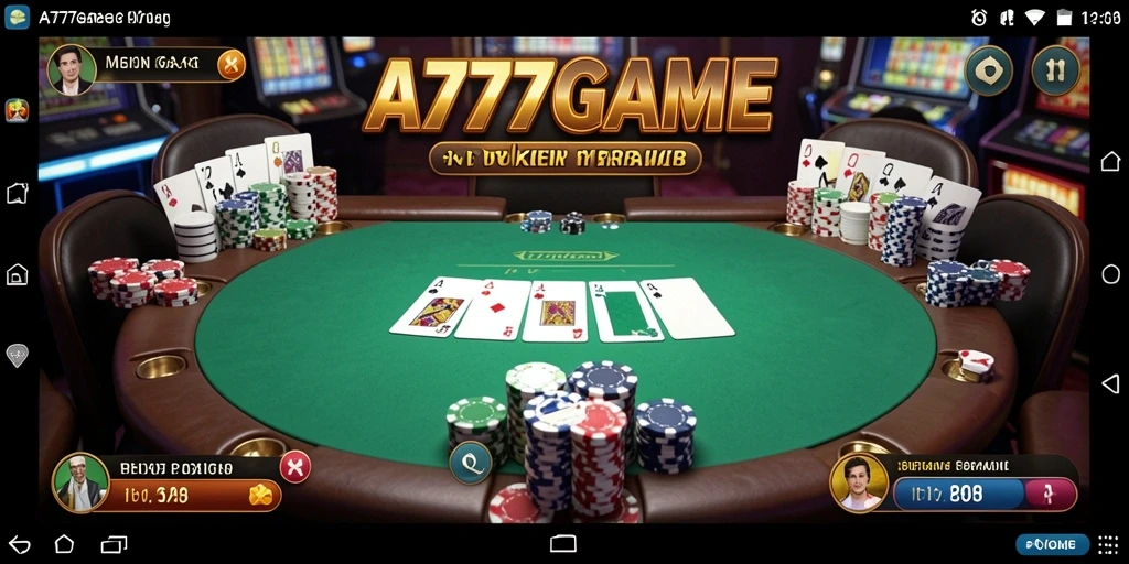 Tangkapan layar A777GAME menampilkan gameplay poker yang dinamis dan menarik.