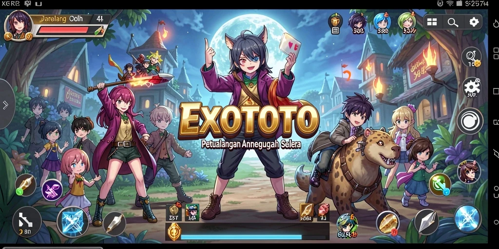 Tampilan gameplay <strong>EXOTOTO</strong> yang menarik dan penuh warna.