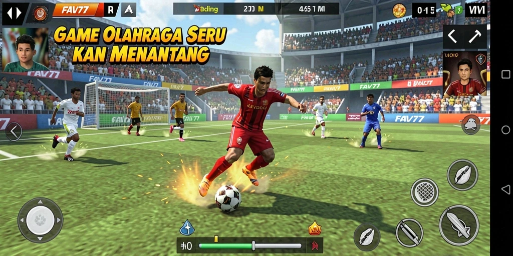Screenshot menampilkan gameplay seru FAV77 dengan aksi olahraga yang mendebarkan.