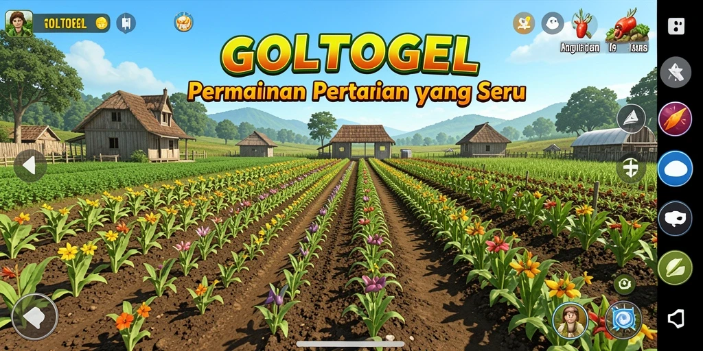 Tampilan gameplay GOLTOGEL dengan aktivitas bertani yang seru.