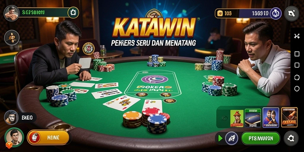 Tampilan gameplay KATAWIN yang seru dan menantang di meja poker.
