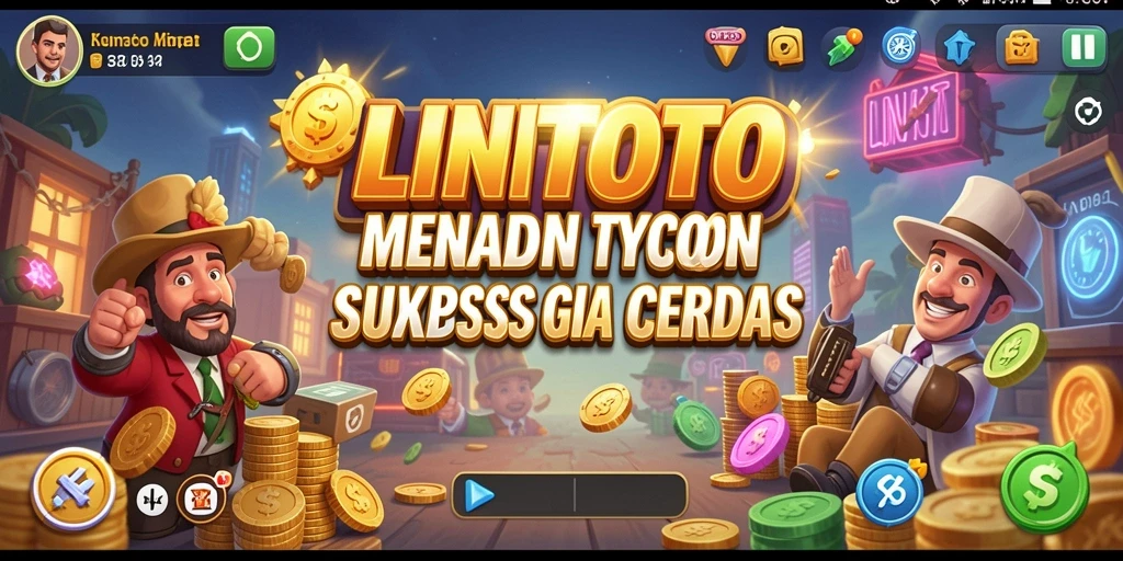 Tampilan gameplay LINITOTO yang menampilkan manajemen bisnis yang dinamis.