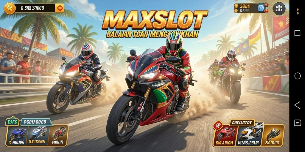 Tampilan gameplay seru dalam balapan motor.