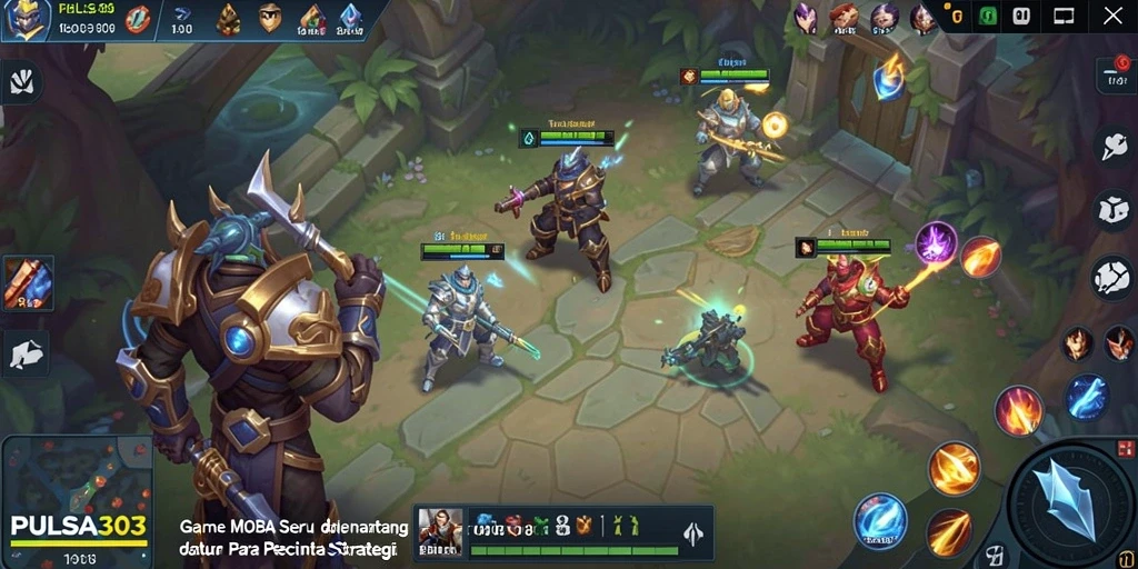 Gameplay MOBA yang mendebarkan dengan karakter beragam.