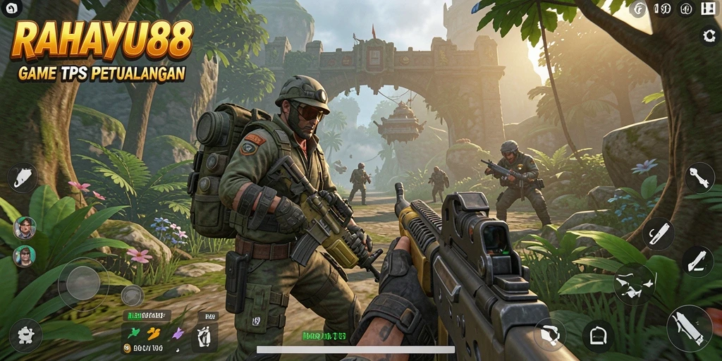 Screenshot gameplay RAHAYU88 menampilkan aksi tembak-menembak yang mendebarkan.