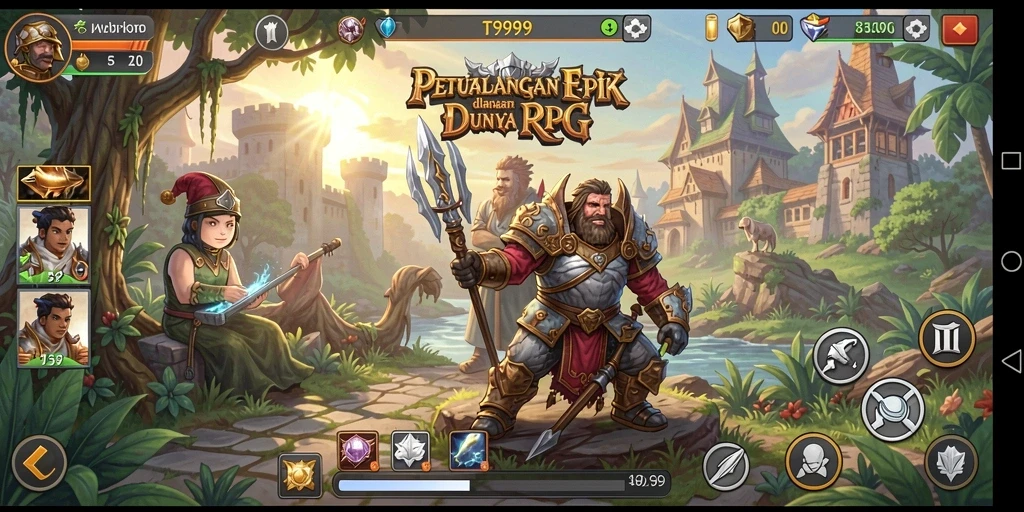 Screenshot gameplay T9999 menunjukkan aksi pertempuran seru.