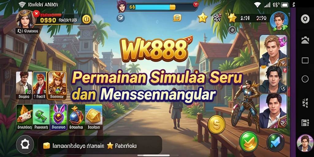 Tampilan gameplay <strong>WK888</strong> menunjukkan dunia simulasi yang kaya dan interaktif.