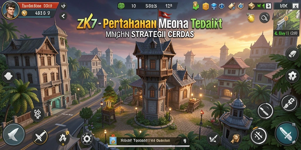 Tampilan gameplay menarik ZK7 dalam pertempuran Tower Defense.